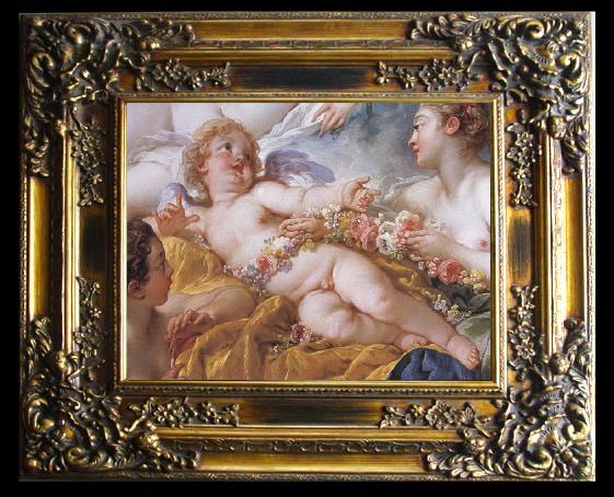 framed  Francois Boucher Details of Cupid a Captive, Ta014